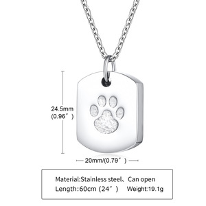 Desain Baru Kalung Abu Memorial Cetakan Cakar Anjing Baja Tahan Karat Kalung Guci Kremasi Kenang-kenangan Terbuka untuk Abu - Product Image 6