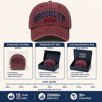Casquette Dad Hat Vintage Délavée Non Structurée en Coton à Six Panneaux avec Broderie de Lettres Réglable 56-62cm Logo Personnalisé Vente en Gros OEM Faible MOQ