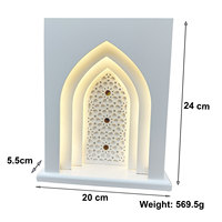Décoration de Centre de Table Musulman en Bois pour Ramadan, Support Mosquée Eid Mubarak avec Lumières LED