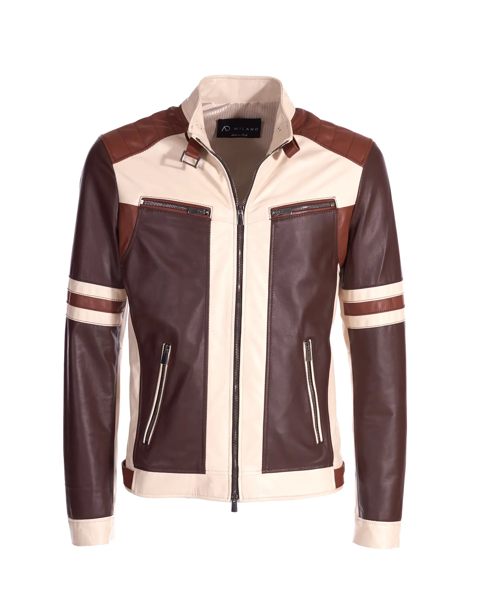 Biker Leather Jacket Multicolor Made in Italy Italian Product Everyday Life for Men Moto-cycle Jacket Real Leather Cropped Biker
