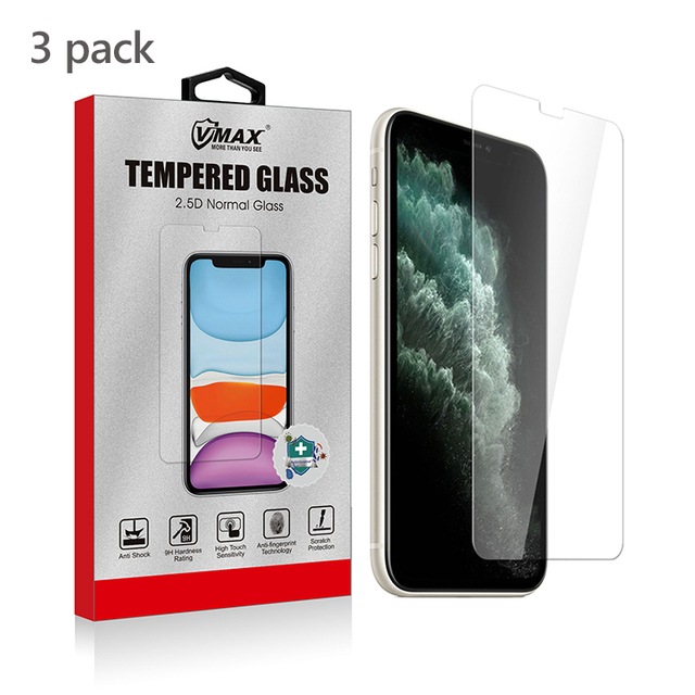 9H Tempered Glass Screen Protector 3 Pack for iPhone 11 12 13 Pro Max X/XS XR MAX 8 7 6 14 15 16 Plus
