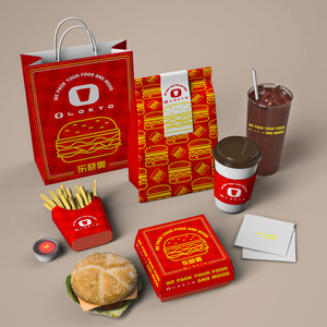 LOKYO set di <span class=keywords><strong>patatine</strong></span> <span class=keywords><strong>fritte</strong></span> di design all'ingrosso che confezionano scatole di carta da asporto di pollo fritto personalizzato - Product Image 1