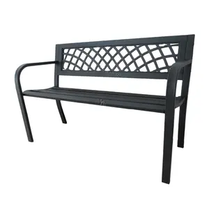 Long Steel Frame Bench For Outdoor Use