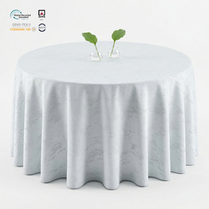 Mantel Redondo Jacquard de Poliéster Borgoña Elegante de 90 Pulgadas, Personalizable, Sin Arrugas, con Diseño Floral Damasco, Venta al por Mayor - Product Image 1