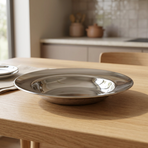 ถาดเสิร์ฟทรงกลมสแตนเลส 18 ซม. ทนทาน ทำความสะอาดง่าย วัสดุเกรดอาหาร 202 - Product Image 3
