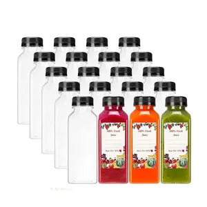 NH personnalisé 4oz 8oz 12oz 16oz bouteille de jus en plastique vide biodégradable Recyclable avec bouchons