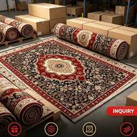 Moderner Orientalischer Medaillon-Rechteck-Teppich Luxuriöser Rot-Schwarzer Verzierter Blumenbedruckter Polyester Rutschfester Heim-Bodenteppich Anpassbar