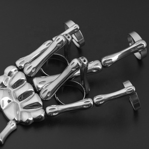 Pulseras de Calavera Metálicas, Joyería de Estilo Gótico, Acero Inoxidable, Ajustables, Pulseras de Hueso de Mano, Estilo Punk para Mujer - Product Image 6