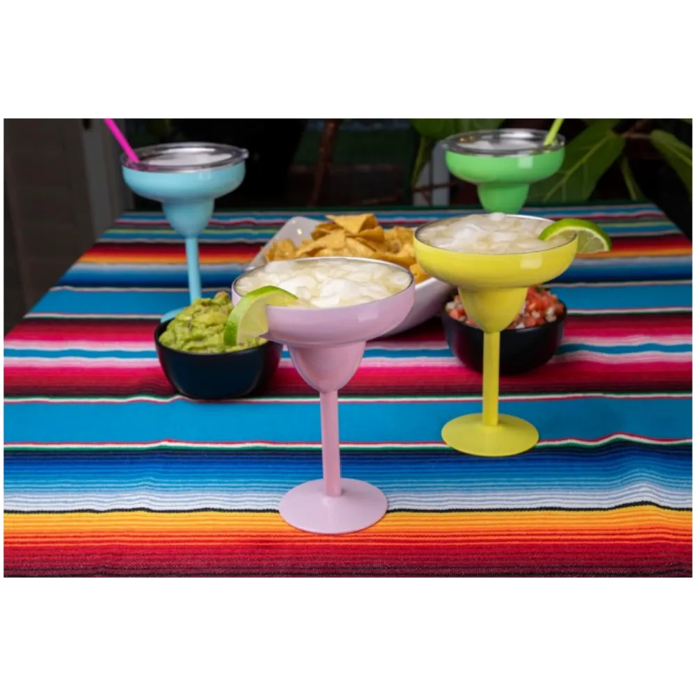 Caneca de coquetel de aço inoxidável selada a vácuo Vidrio Margarita de 8 onças caneca rosa haste Martini com tampa