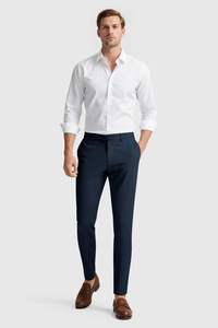 <span class=keywords><strong>Pantaloni</strong></span> eleganti in cotone 100% <span class=keywords><strong>Slim</strong></span> <span class=keywords><strong>Fit</strong></span> da <span class=keywords><strong>uomo</strong></span> elasticizzati <span class=keywords><strong>Chino</strong></span> a vita media con cerniera anteriore piatta con mosca formale dritta personalizzabile - Product Image 3