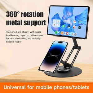 New Item Adjustable 2-in-1 Metal 360 Rotating Mobile Phones Tablet Stand , Foldable Carbon Steel Phone Holder, Tablet <strong>Bracket</strong> - Product Image 6