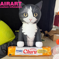 Chat gonflable rose debout avec décoration de collier, Mascotte gonflable pour décoration de produit