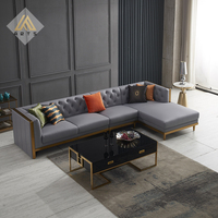 Sofá de Cuero Genuino en Forma de L, Estilo Chesterfield, Diseño Americano de Lujo para Sala de Estar, Gran Oferta