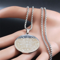 Collar con colgante redondo religioso de acero inoxidable con el nombre de Dios en hebreo, amuleto judío, collares plateados, joyería chapada en oro de 18 quilates