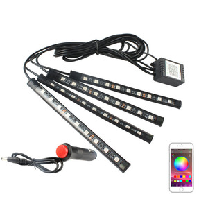 9 <span class=keywords><strong>LED</strong></span> Xe trang trí <span class=keywords><strong>LED</strong></span> Strip Lights App RGB 5050 <span class=keywords><strong>Led</strong></span> xe nội thất ánh sáng tự động <span class=keywords><strong>LED</strong></span> môi trường xung quanh xe chân ánh sáng - Product Image 1
