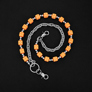 Colorful <b>Dice</b> Waist Chain Double Layer Metal Chain Unisex Fashion Accessory Daily Wear Geometric Design Zinc Alloy - Product Image 3