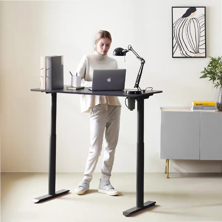 Good quality black single motor up down electric table height adjustable standing desk