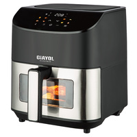 Freidora de aire sin aceite de acero inoxidable personalizada 1500W 6L LED Control táctil digital Diseño cuadrado Uso doméstico 12 programas preestablecidos
