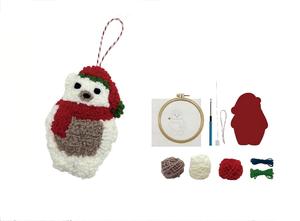 Kit de broderie au poinçon DIY Ours de Noël, jouet éducatif de couture, pendentif brodé festif, fournitures d'artisanat pour cadeau de fêtes <span class=keywords><strong>VOSAN</strong></span> - Product Image 3