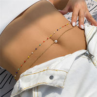 Chaîne de corps pour filles en acier inoxydable, étanche, tendance, bijoux de corps personnalisés avec perles