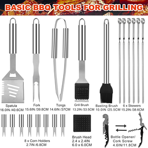 19 PCS Modern Stainless Steel Metal <b>BBQ</b> Grill <b>Tool</b> Set <b>BBQ</b> Accessories Utensils Outdoor Camping Aluminum Portable Storage Case - Product Image 2