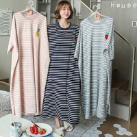 Vente en gros de robe de pyjama à rayures à la mode, jolie robe de nuit d'été pour femmes, pas cher, mignon Piyama Wanita Daster Baju, vêtements de nuit chauds PJS