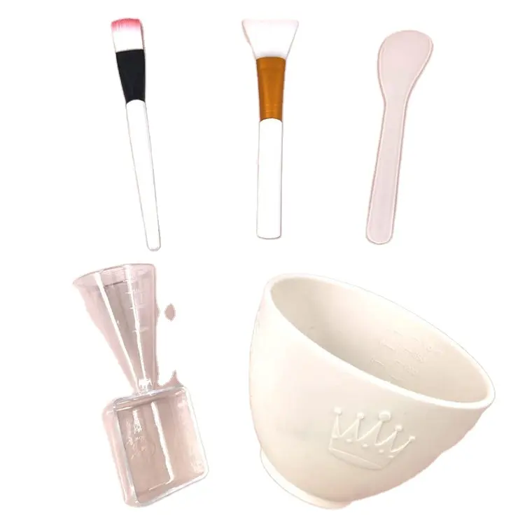 Однотонная силиконовая мини-чаша для маски с мерной ложкой, скребок для смешивания, четыре домашних чаши для ухода за красотой и регулировки