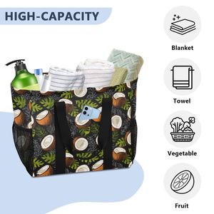 Bolsa de Compras Grande con Asa, Estampado de Hojas Tropicales y Guepardo, Bolsa de Poliester Suave Personalizada para Compras en la Playa - Product Image 4