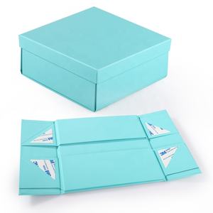 Couvercle de boîte-cadeau de luxe pliable bleu écologique personnalisé fabriqué en usine stratification mate de haute qualité 4C matériaux recyclés - Product Image 1
