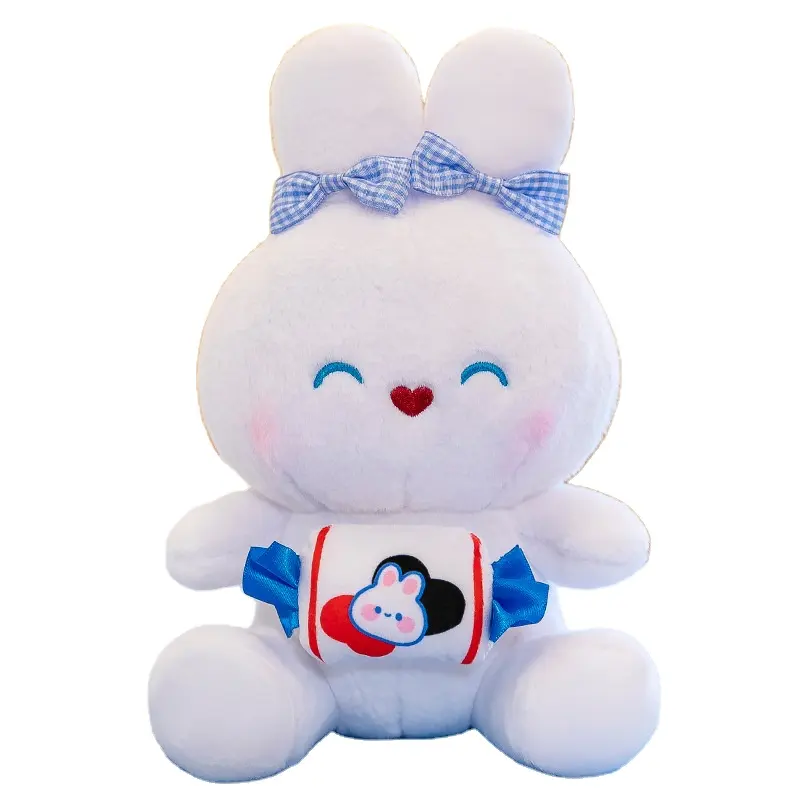 Coelho branco criativo com leite doces coelho branco pequeno personalizado brinquedos de pelúcia boneca recheado brinquedo de pelúcia presente do dia das crianças