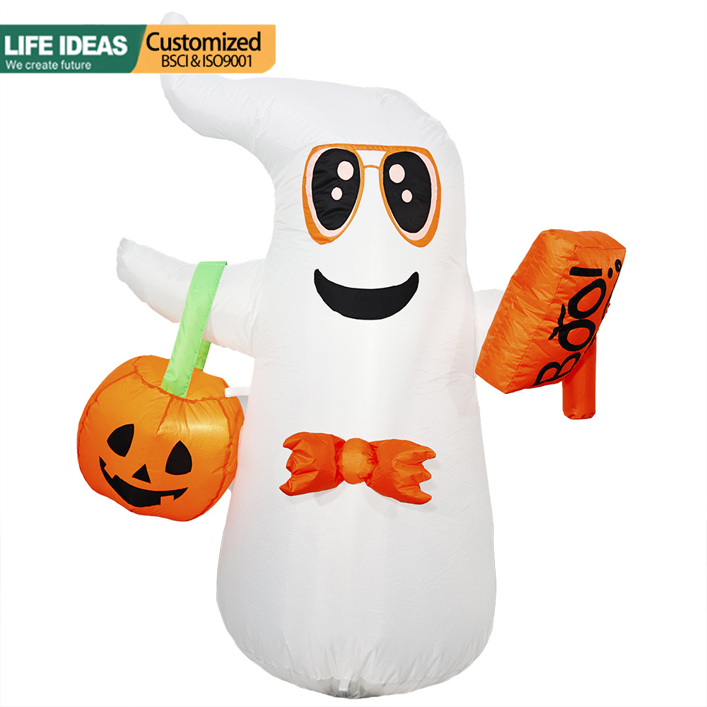 Fantôme gonflable d'Halloween de 1,2 mètre avec citrouille - Fantôme mignon