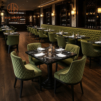 Asientos de Banqueta Tapizados con Respaldo Alto de la Marca Ron Group, Mesa Cuadrada de Mármol, Silla de Terciopelo Personalizada, Muebles Comerciales