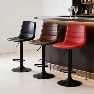 Chaise <span class=keywords><strong>de</strong></span> <span class=keywords><strong>bar</strong></span> pivotante multicolores, réglable en hauteur, en PU, avec dossier et repose-pieds - Product Image 6