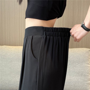 <span class=keywords><strong>Pantaloni</strong></span> a Gamba Larga Estivi S-4XL, Modello Morbido e Sottile a Gamba Dritta, <span class=keywords><strong>Pantaloni</strong></span> Casual a <span class=keywords><strong>Vita</strong></span> Alta <span class=keywords><strong>con</strong></span> Drappeggio - Product Image 3