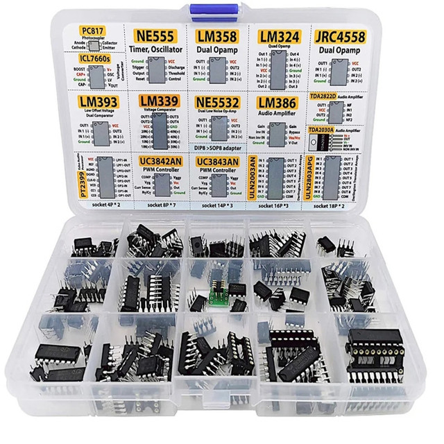IC Chip Classification 150 Operational Amplifiers Oscillator PC817 NE555 LM358 LM324