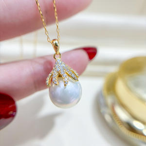 WENCHI S925 Plata Colgante Soporte Vacío para Colgantes DIY Accesorios para Cuentas de 10-13mm 10559 Collar Ocultador Dijes de Diamantes - Product Image 1