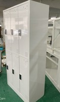 Armario de almacenamiento para oficina y laboratorio, mueble de color blanco con cerradura