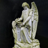 Taidian — pierre en granit blanc, amulette en pierre brute sculptée d'ange, commémoratifs de marbre