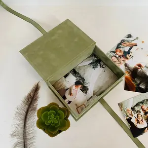 定制批发纸质奢华天鹅绒面料封面照片礼品盒婚礼照片储物