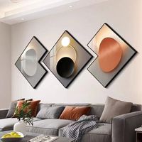 Salon décoration peinture géométrie abstraite luxe haut de gamme suspendu cristal porcelaine peinture minimaliste mur art