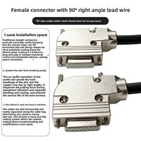 Câble de port série DB15 industriel mâle-femelle, connecteur femelle 2 rangées 15 broches, sortie à 90 degrés, 24AWG, pour imprimante automobile, iOS
