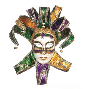 Masque vénitien HLC pour homme et femme avec 10 cornes, masque de bouffon pour le Mardi Gras, masque de clown pour le carnaval, masque mural décoratif avec clochettes - Product Image 4