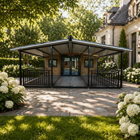 Maison extensible en bois avec pavillon entièrement ombragé, panneau extérieur anti-UV, villa de luxe, salon de cour