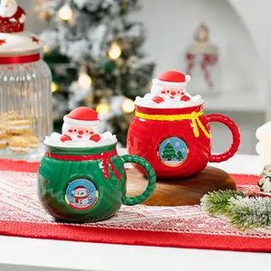 Tas berkat kreatif cangkir keramik mug Santa kepribadian lucu mug kartun Natal