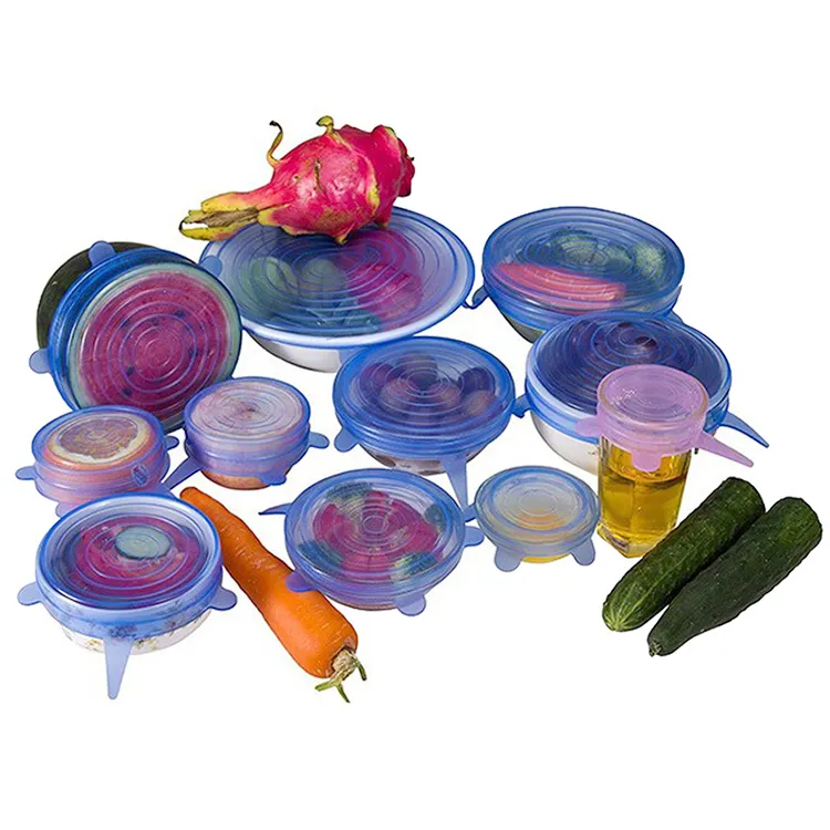 WONDERFUL Hot Selling 6 Size Sets Reusable Food Cover Heat Resistant Silicone Stretch Lids Suction Mug Lid Cover