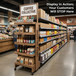 Présentoir de vente au détail en bois personnalisé avec roulettes, étagère sur pied à 5 niveaux, support de signalisation, présentoir promotionnel pour magasin, équipement de point de vente (POS/<span class=keywords><strong>POP</strong></span>), OEM - Product Image 2
