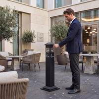Cendrier extérieur en acier inoxydable avec poubelle intégrée pour espaces publics et trottoirs, avec zone d'extinction de cigarettes