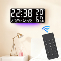 Horloge murale numérique médicale grand format avec affichage personnalisé fonctionnel par radiocommande, calendrier LED pour la démence et veilleuse intégrée