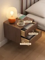 Table de chevet en bois massif en caoutchouc avec 2 tiroirs, armoire de rangement moderne et simple pour chambre à coucher, meubles de maison CTG007