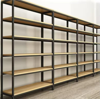Verstelbare houten supermarkt schappen, metalen frame multi-tier opslagrekken voor detailhandel & snackwinkels